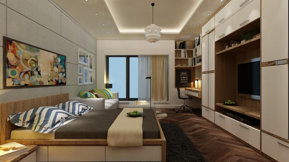Thiết kế nội thất căn hộ chung cư 80m2 phòng khách