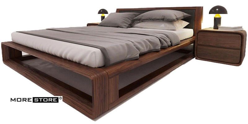 Mẫu giường ngủ hiện đại gỗ óc chó cao cấp được ưa chuộng tại MoreHome- MHG 00006